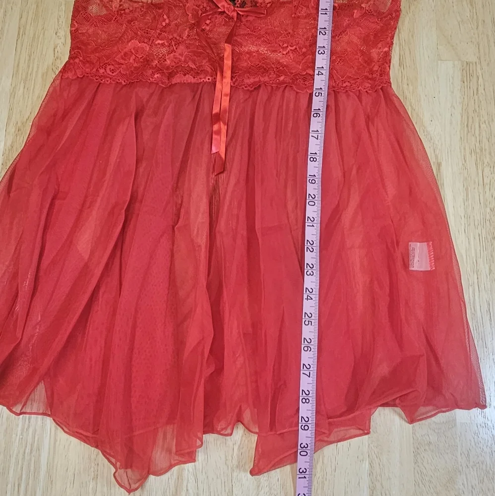 Red Lace Baby Doll Dress Set - Picture 7 of 15